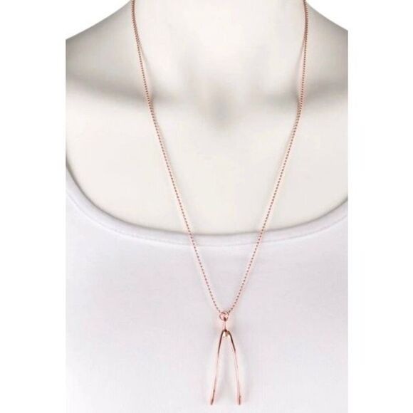 MARC JACOBS - NWOT - Rose-Gold-Plated Wishbone Fashion Necklace. Good Luck Charm - Picture 16 of 16